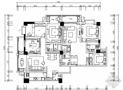 [甘肃]明亮146平现代简约三居室室内装修施工图（含效果...-1