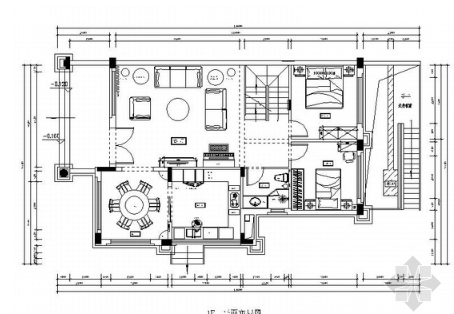 [武汉]国家级体育生态豪宅区豪华三层别墅CAD装修施工图-1