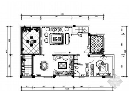 [四川]中式风格三层别墅装修CAD施工图（含效果）-1