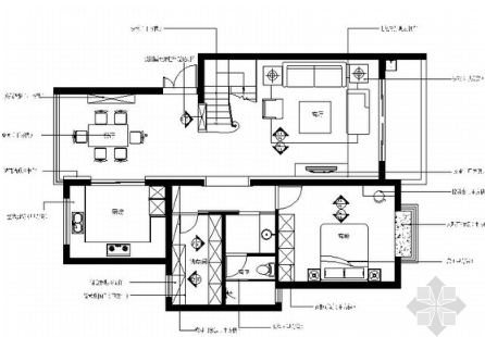 [苏州]名师设计ArtDeco风格三层联体别墅CAD装修施工图（...-1