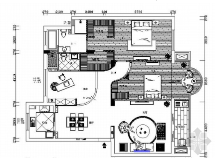 [上海]精品现代三居室样板间室内设计装修施工图-1