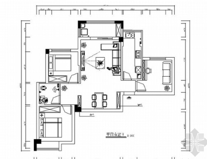 [湖北]清新简约现代三居室室内装修设计施工图（含效果）-1