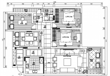 [广西]新中式风格三居室室内装修设计施工图（含效果）-1