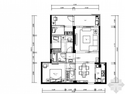 [原创]温馨舒适三室一厅家装CAD施工图（15年作品含效果...-1