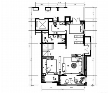 [山东]三层现代风格别墅室内装修施工图（含实景效果图）-1