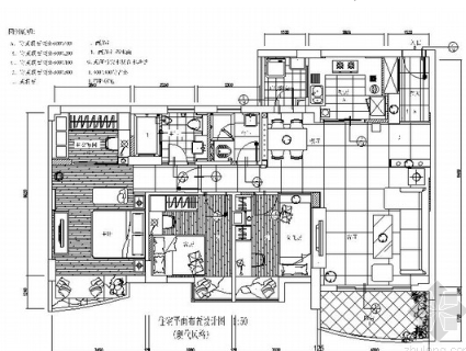 简约现代风格三居室装修施工图（含实景）-1