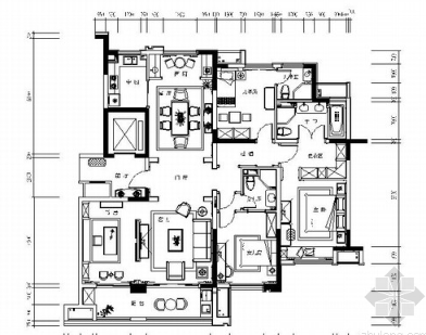 [江苏]160㎡新中式风格样板房住宅CAD施工图（含效果图...-1