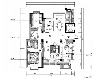 [常州]现代简约2居室室内设计全套CAD施工图-1