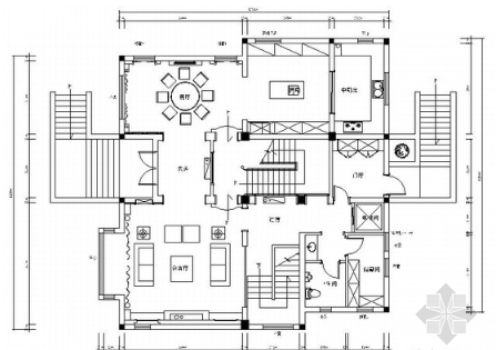 [常熟]500平美式古典风格三层独栋别墅样板间CAD装修施工...-1