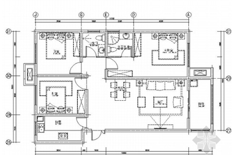 [深圳]精装现代简约3室2厅室内设计CAD施工图-1