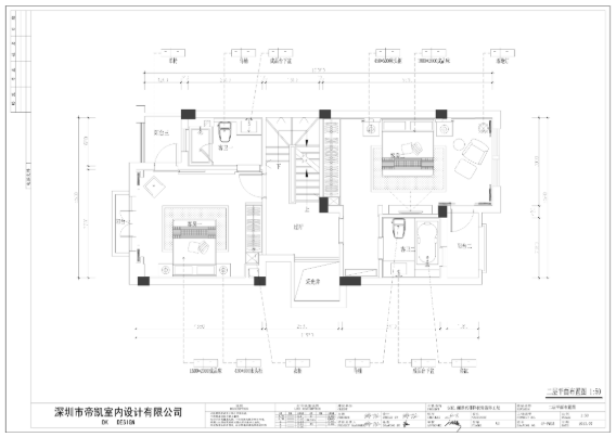 [深圳]简约中式别墅样板房室内设计施工图（含效果图）-1