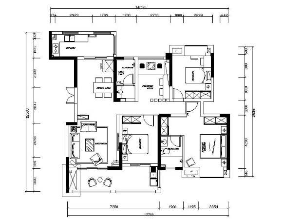 [长沙]现代简约时尚住宅空间室内设计施工图-1