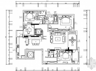 [江苏]190平英式田园风格4室2厅室内设计装修施工图（含...-1