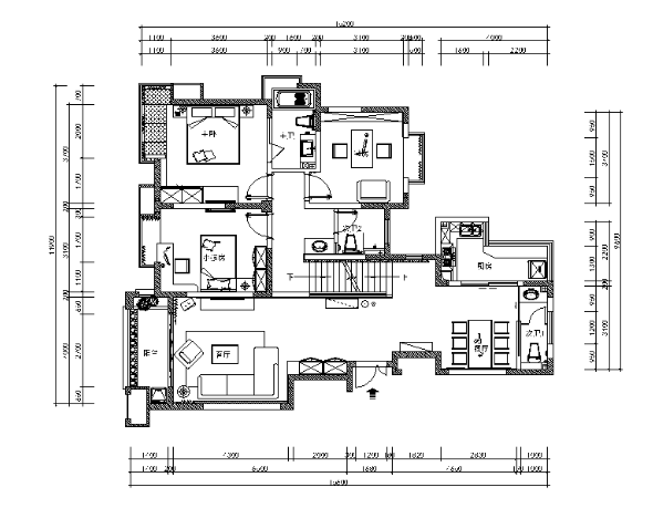 [安徽]现代简约样板间设计CAD施工图（含效果图)-1
