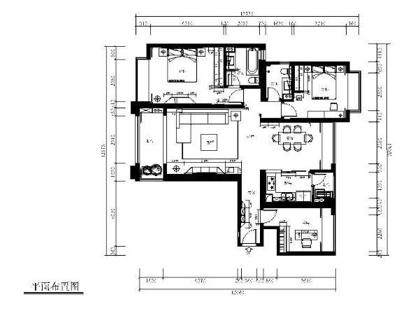 [福建]极简风格样板房设计CAD施工图（含效果图、3D模型...-1