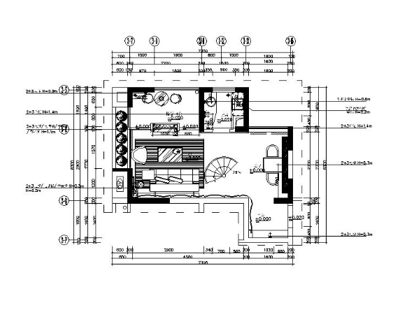 [广东]现代风格复式样板房CAD施工图（含效果图）-1