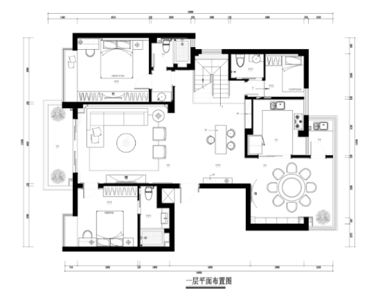 连江复式楼室内装修设计完整施工图及效果图-1