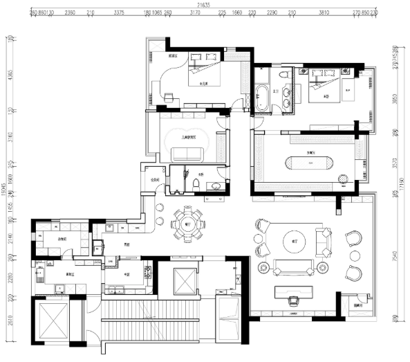 海归派轻奢系家居室内设计施工图及效果图-1