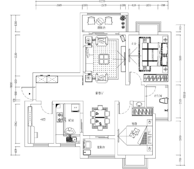 简欧风格二居室全套施工图设计（附效果图）-1