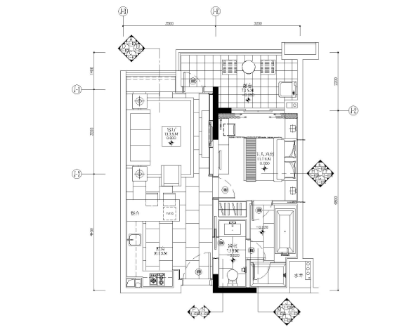 [广东]梁志天-广州雅居乐科学城公寓1号户型一居室样板...-1