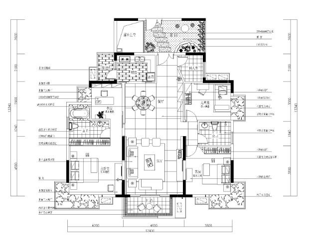 东方御花园-四居室样板房室内装修施工图-1