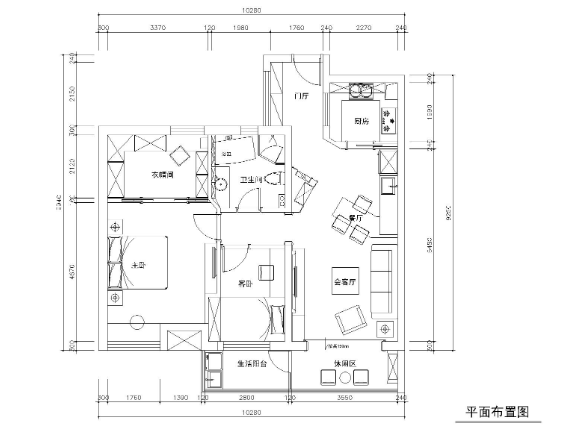 [江苏]昆承湖国际花园样板间CAD施工图+实景-1