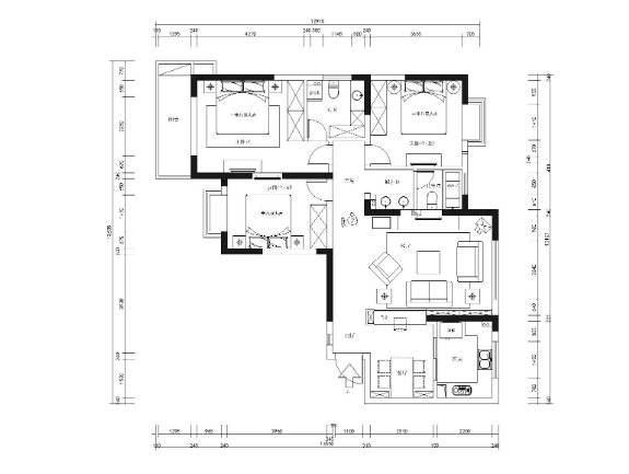 [南京]金陵天成广场三居室样板房全套CAD施工图+实景拍摄-1