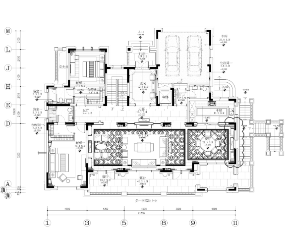 印象古滇湖景林菀五居室样板房装修施工图-1