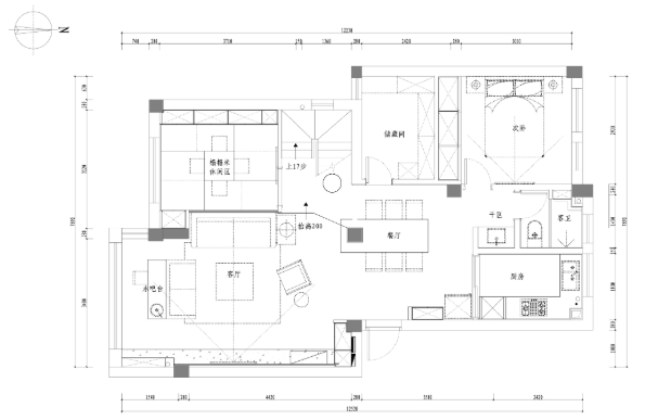 江南名楼两居室样板房室内装修全套施工图-1