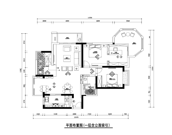 250平新中式风格复式住宅装修施工图+效果图-1