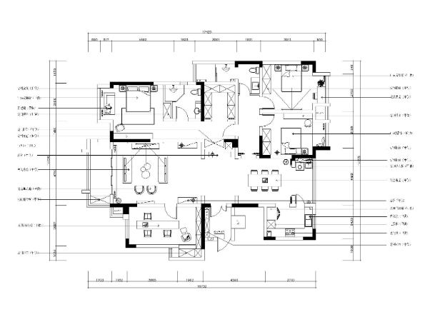 依山郡法式风格三居室样板间施工图+效果图-1