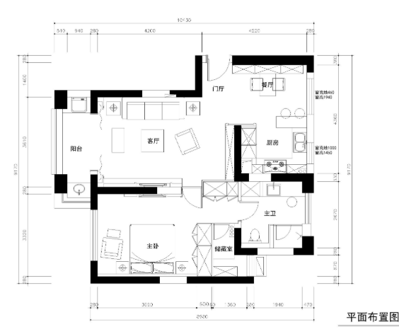 常熟89平现代奢华风格一居室公寓装修施工图-1