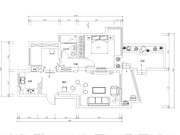 常熟110平两居室住宅装修施工图+效果图-1