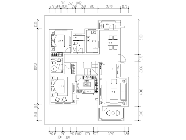 临沂现代简约风格三居室私人住宅施工图-1