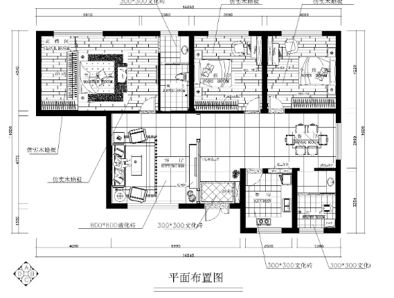 某三居室雅居装修设计工程施工图+效果图-1