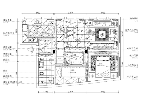 重庆200平现代风格自建套房施工图+效果图-1