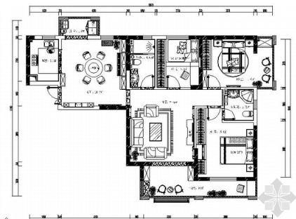 [武汉]136㎡欧式尊贵家装室内施工图（含效果图）-1