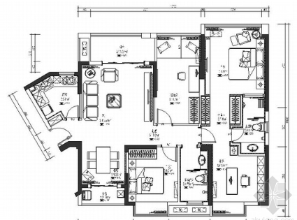 [湖北]欧式新古典4室2厅样板房室内设计CAD施工图（含效...-1