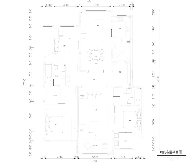 紫金城三居室样板房室内装修全套施工图-1