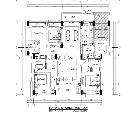 矩阵纵横深圳前海时代130平样板房施工图-1