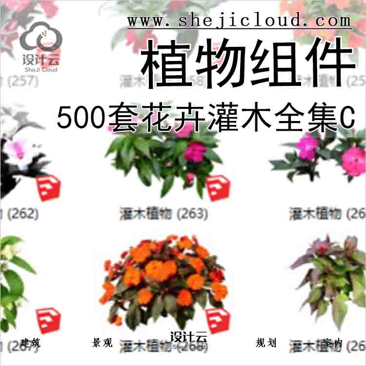 【3443】500套花卉灌木植物组件全集C(251-300)-1