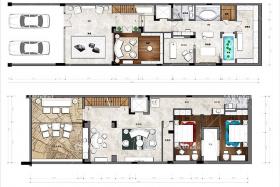 YH01770家居别墅PSD分层彩色平面图彩平图案室内设计
