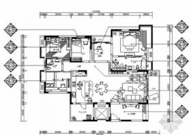 [惠州]新中式温馨三居室家装CAD施工图（含效果图）