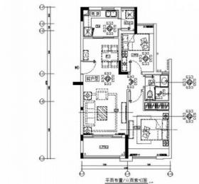 [广东]佛山某高档小区B2户型二居室装修图