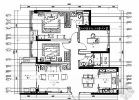 [江苏]115㎡法式新古典两室一厅装修CAD施工图（含效果...