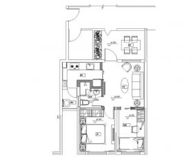 [四川]二居室装修设计全套施工图（附效果图）