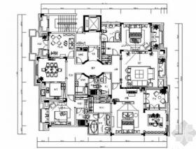 奢华欧式风格三居室室内装修CAD施工图（含效果图）