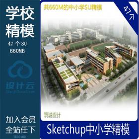 TU00169 中小学/学校规划/su及单体建筑设计中学小学校园模型su