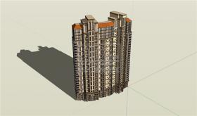 NO00315高层住宅建筑方案32F跃层SU模型+cad平立剖图纸