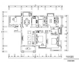 美式风格中南世纪城三居室住宅设计施工图（附效果图）